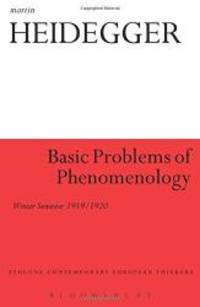 image of Basic Problems of Phenomenology: Winter Semester 1919/1920 (Athlone Contemporary European Thinkers)
