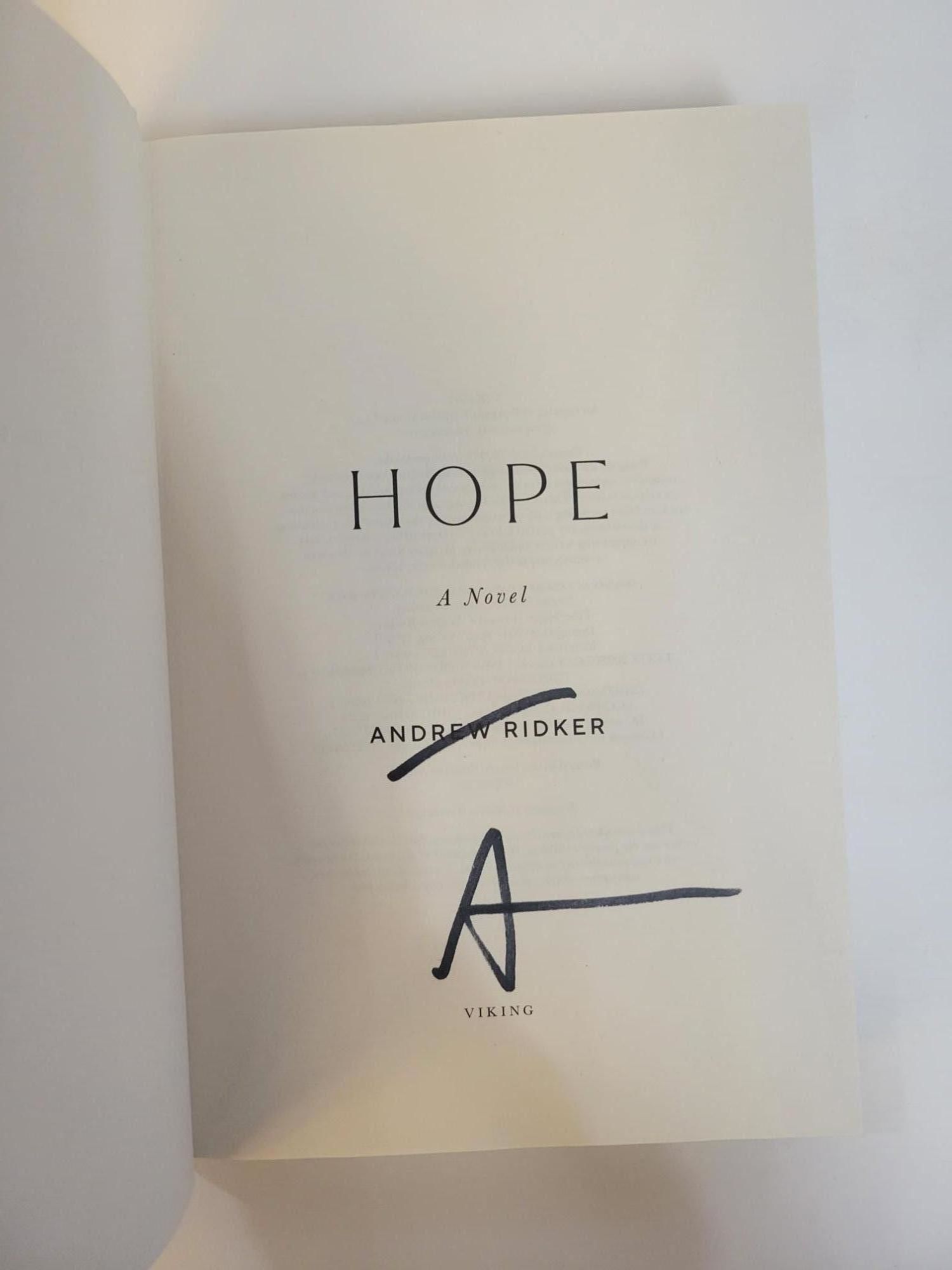 HOPE [Signed] by Ridker, Andrew | Search for Rare Books | ABAA