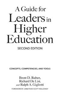 A Guide for Leaders in Higher Education: Concepts, Competencies, and Tools