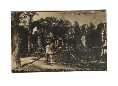 Negro Homes Burned by Rioters Sprinfield Race War Aug-08