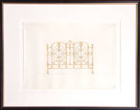 Original pencil and watercolor design for ornamental brass bedstead