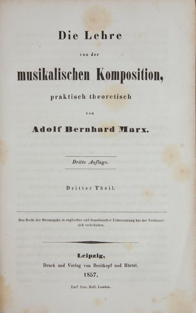 Leipzig: Breitkopf und Härtel, 1860. Parts 3 and 4 of a four-part work. Octavo. Dark brown cloth-ba...