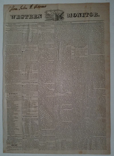 Newspaper Belonging to John Quincy Adams Reports Transfer of the Floridas to the U.S.
