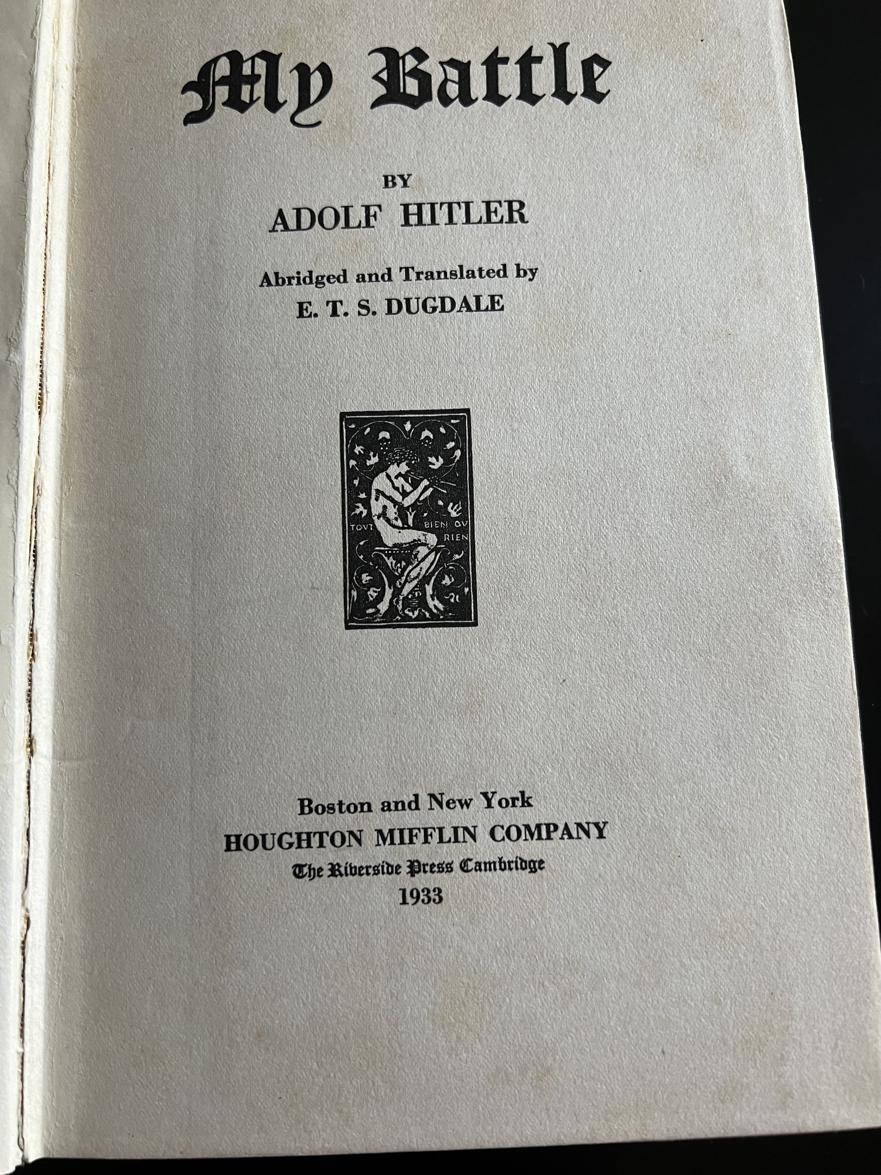 Mein Kampf by Adolf Hitler | Hard cover | October 1933