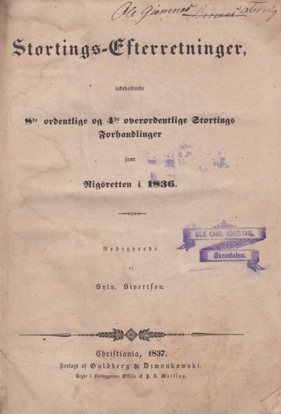 Stortings-Efterretninger, indeholdende 8de…