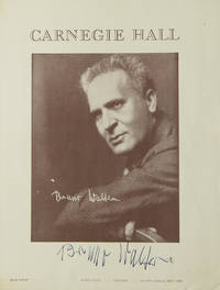Carnegie Hall Program, SIGNED BY BRUNO WALTER