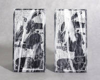 image of Incised Black Marble Bookends, Mayan Motif