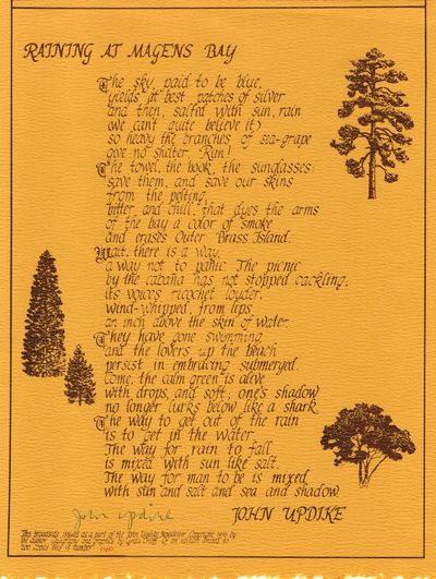 [LITERATURE] [POETRY] [SIGNED] [BROADSIDE] RAINING AT MAGENS BAY