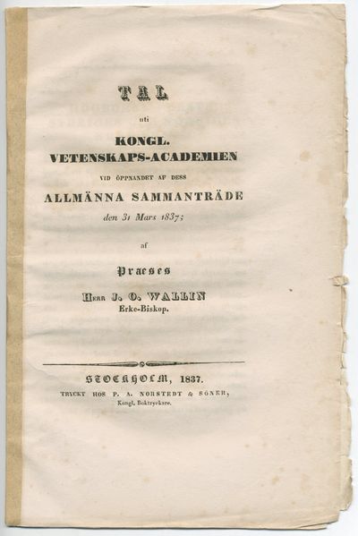 Tal uti kongl. Vetenskaps-academien vid öppnandet…
