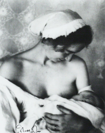 Nursing Mother: Photograph Signed [Tasha Tudor and Child]