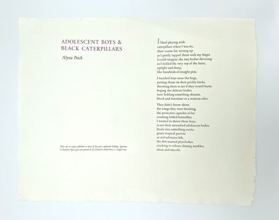 : Aralia Press, 1992. 12.5 x 16 inches. On Iyo Glazed paper. One of 60 copies published in honor of ...