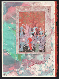 image of Hunting Party detail on a one-of-a-kind hand marbled paper composition presented on a blank note card.