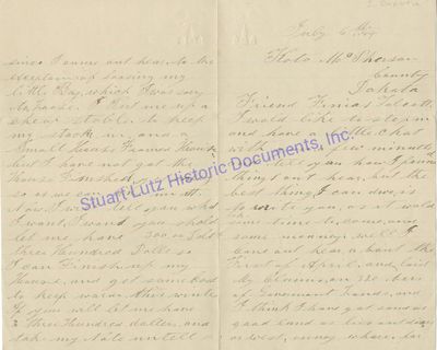 A Dakota Homesteader Describes His Western Life: Laid My Claims On 320 Acres Of Government Lands, And I Think I Have Got Same As Good LandI Have 22 Acres Oats 3 Acres Corn Same Yankee Corn As They Call It Out HereAnd A Small House Framed House But I Have Not Got The House Finished Yet