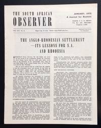 The South African Observer. Vol. XVI no. 11 (Jan. 1972)