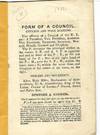 FORM OF A COUNCIL