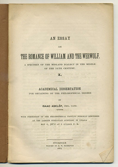 An essay on the romance of William and the…
