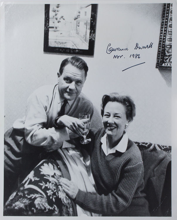 Photograph signed "Lawrence Durrell" by Lawrence Durrell 1961 from