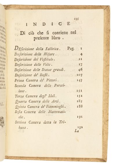 Ragguaglio delle Antichità e Rarità che si conservano nella Galleria Mediceo-Imperiale di Firenze. Parte I [all published] Opera Di Giuseppe Bianchi Custode Della Medesima…