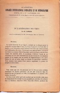 De l&#039;attÃ©nuation des Virus. Avec la collaboration de MM. Chamberland, Roux et Thuillier de PASTEUR, Louis (1822-1895) - 1883.