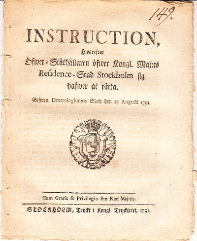Instruction, Hwarefter Öfwer-Ståthållaren öfwer…
