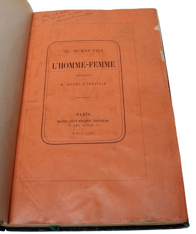 L'homme-femme. Réponse a M. Henri d'Ideville.  - [COINING "FEMINIST" - PRESENTATION-COPY - ONE OF 25 NUMBERED COPIES ON HOLLANDE] (photo 2)