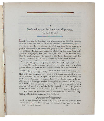 Recherches sur les fonctions elliptique. (photo 2)