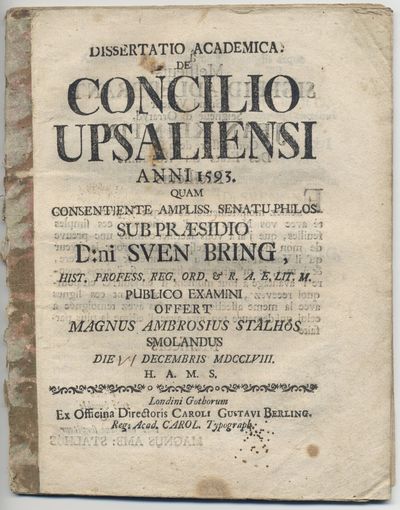 De concilio Upsaliensi anni 1593. A.a.