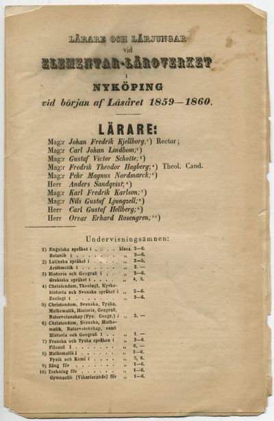 Lärare och lärjungar vid Elementar-läroverket i…