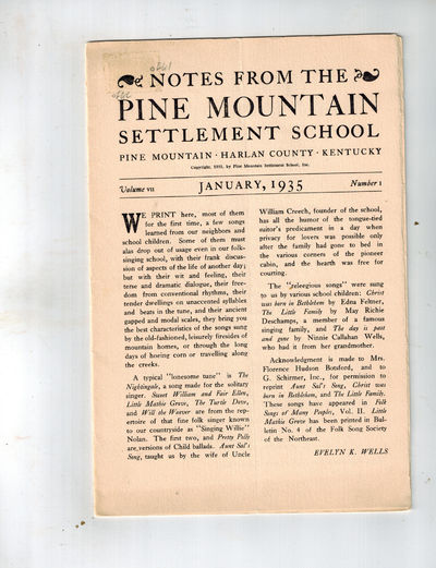 Notes from the Pine Mountain Settlement School, Pine Mountain, Harlan, Kentucky, Vol. VII, Nos. 1 and 2, Jan. and Nov., 1935