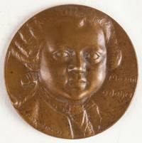 Bronze medal head-and-shoulders relief portrait of Mozart at 6 years of age. Designed by J. von Sepp Piffrader (1888-1952) after the earliest authentic image of Mozart, the oil painting by Pietro Antonio Lorenzini of 1763