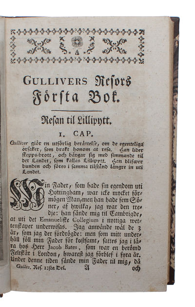 Capitain Lemuel Gullivers Resor, Til åtskillige långt bort belägne Land; Beprydde med Kopparstycken. Förra (-Senare) Delen. Tålkad ifrån Fransyskan (Af Olof Bidenius Renhorn). Andra Upplagan. 2 Bd. (photo 6)