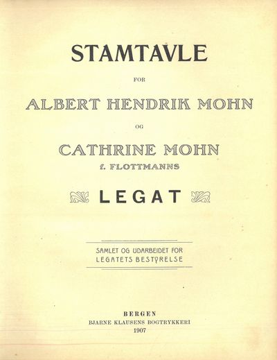 Stamtavle for Albert Hendrik Mohn og Cathrine…