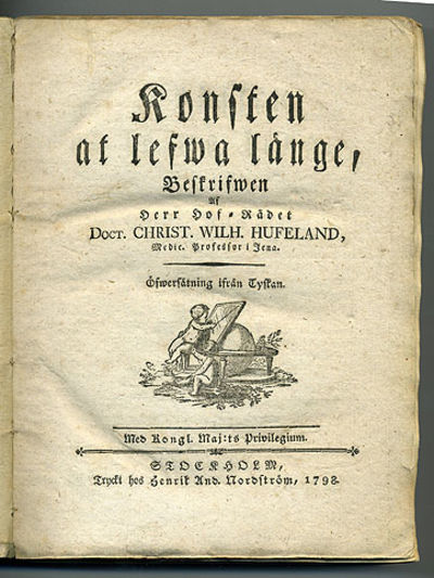 Konsten at lefwa länge, beskrifwen. Öfwersätning…