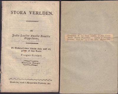 Stora verlden. Af Julie Louise Amalie Rosalie…
