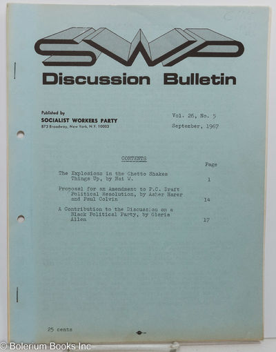 SWP discussion bulletin: vol. 26, No. 5 (September, 1967)