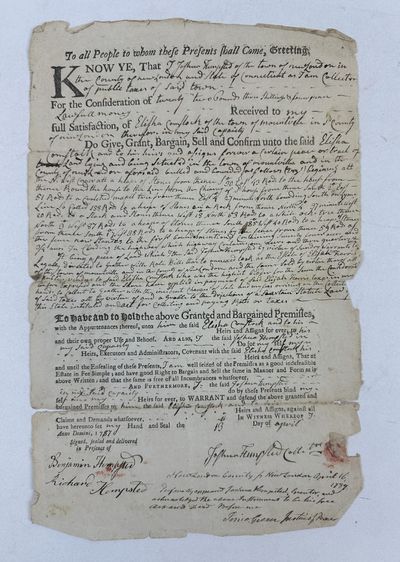 1787 NEW LONDON COUNTY, CONNECTICUT LAND DEED [Signed]