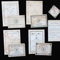 Four (4) menus with original envelopes for the First through Fourth Annual Dinners of the Veteran Association of the Hartford City Guard plus an announcement and dance card associated with the events 1868-1871