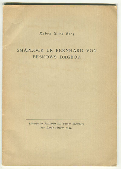 Småplock ur Bernhard von Beskows dagbok. Särtryck…