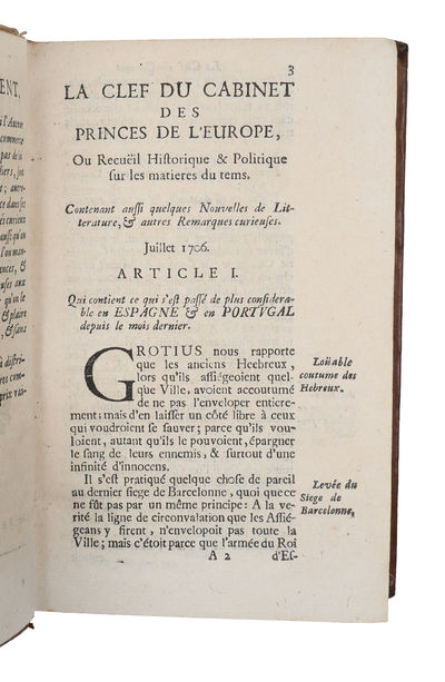 La Clef du Cabinet des princes de l'Europe, ou Recuëil historique & politique sur les matieres du tems. Vols. 1-18, 20-30, 32-38 (+) Supplement de la clef ou journal historique sur les matieres du tems. vol. 1-2. - [LUXEMBOURG'S FIRST NEWSPAPER] (photo 6)