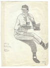 Two Orignal, Pencil Caricatures of Ernie Lombardi and Johnny Antonelli