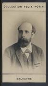 Photographie de la collection Félix Potin (4 x 7,5 cm) représentant : Gaston Salvayre, compositeur. Début XXe. Vers 1900.