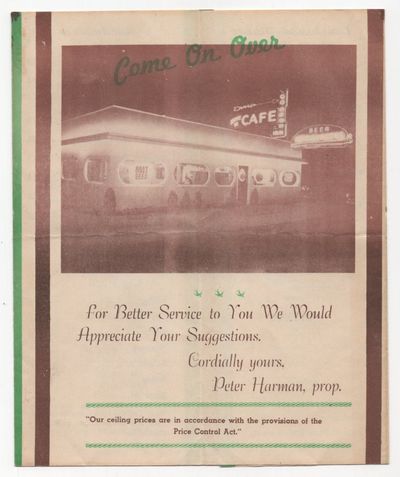 Two Souvenir Menus from Pete Harman's...; (photo 2)