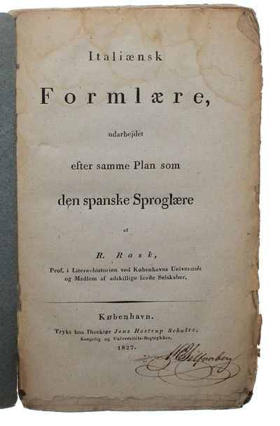 Italiænsk Formlære, udarbejdet efter samme Plan som den spanske Sproglære. - [ASSOCIATION COPY.] (photo 3)