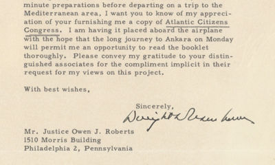 NATO Head Dwight D. Eisenhower Announces That He is Going to Turkey for the Official Reception of Turkey into NATO