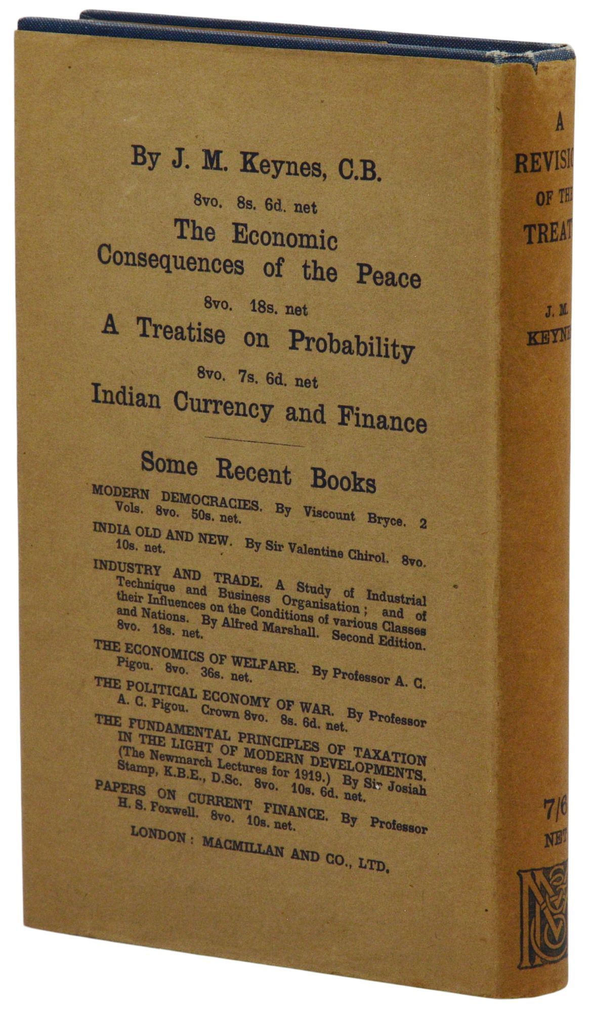 Keynes, John Maynard - A Revision of the Treaty, First Edition