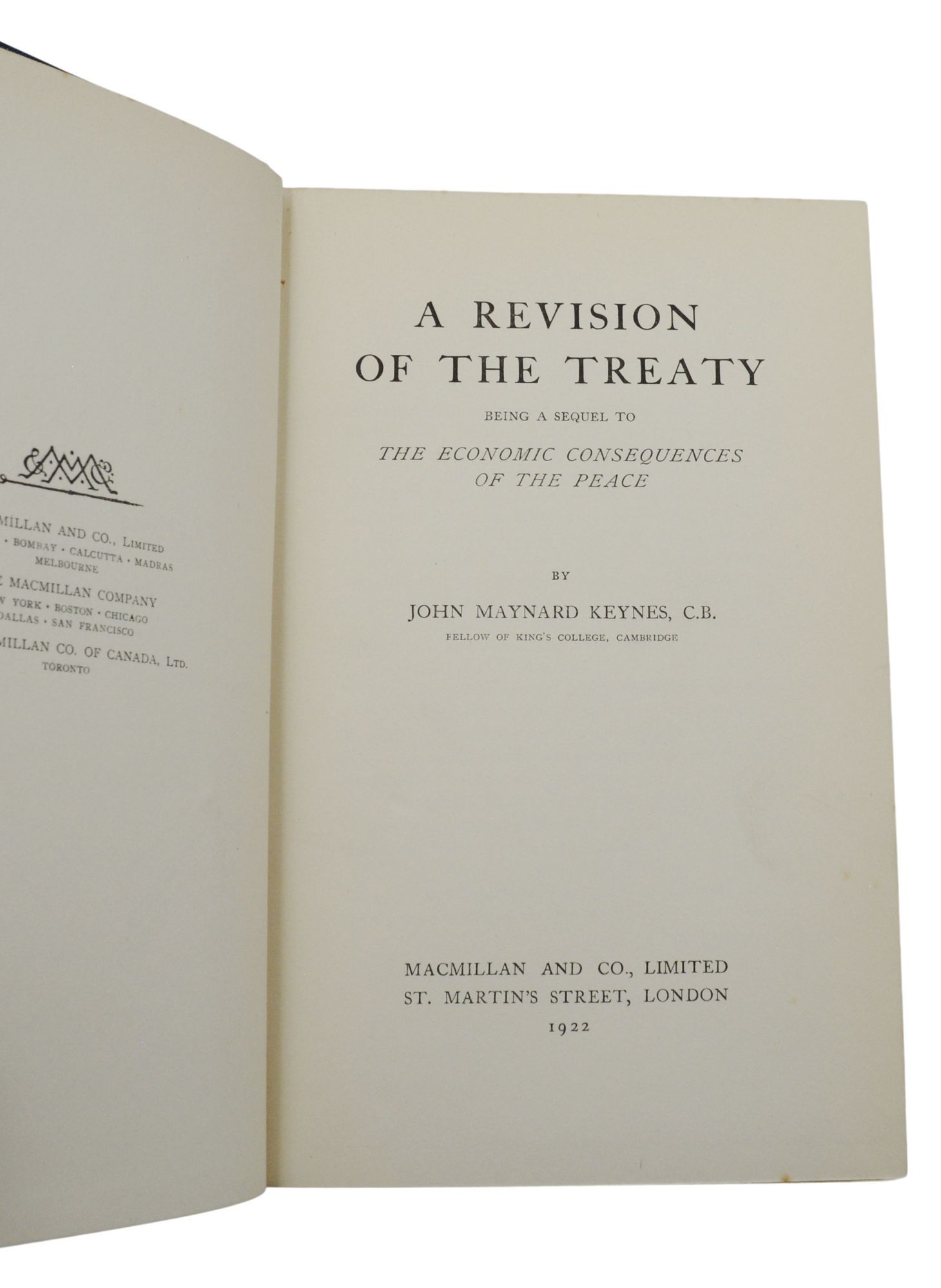 Keynes, John Maynard - A Revision of the Treaty, First Edition
