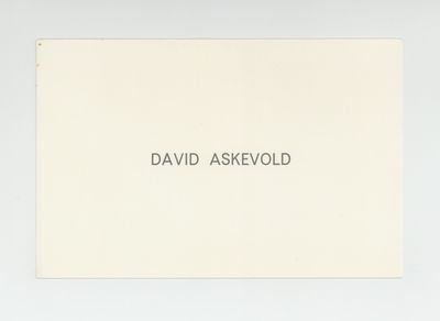 Exhibition postcard: David Askevold (9-23 June 1972)