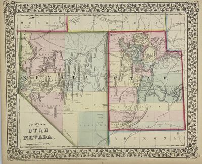 County Map of Utah and Nevada