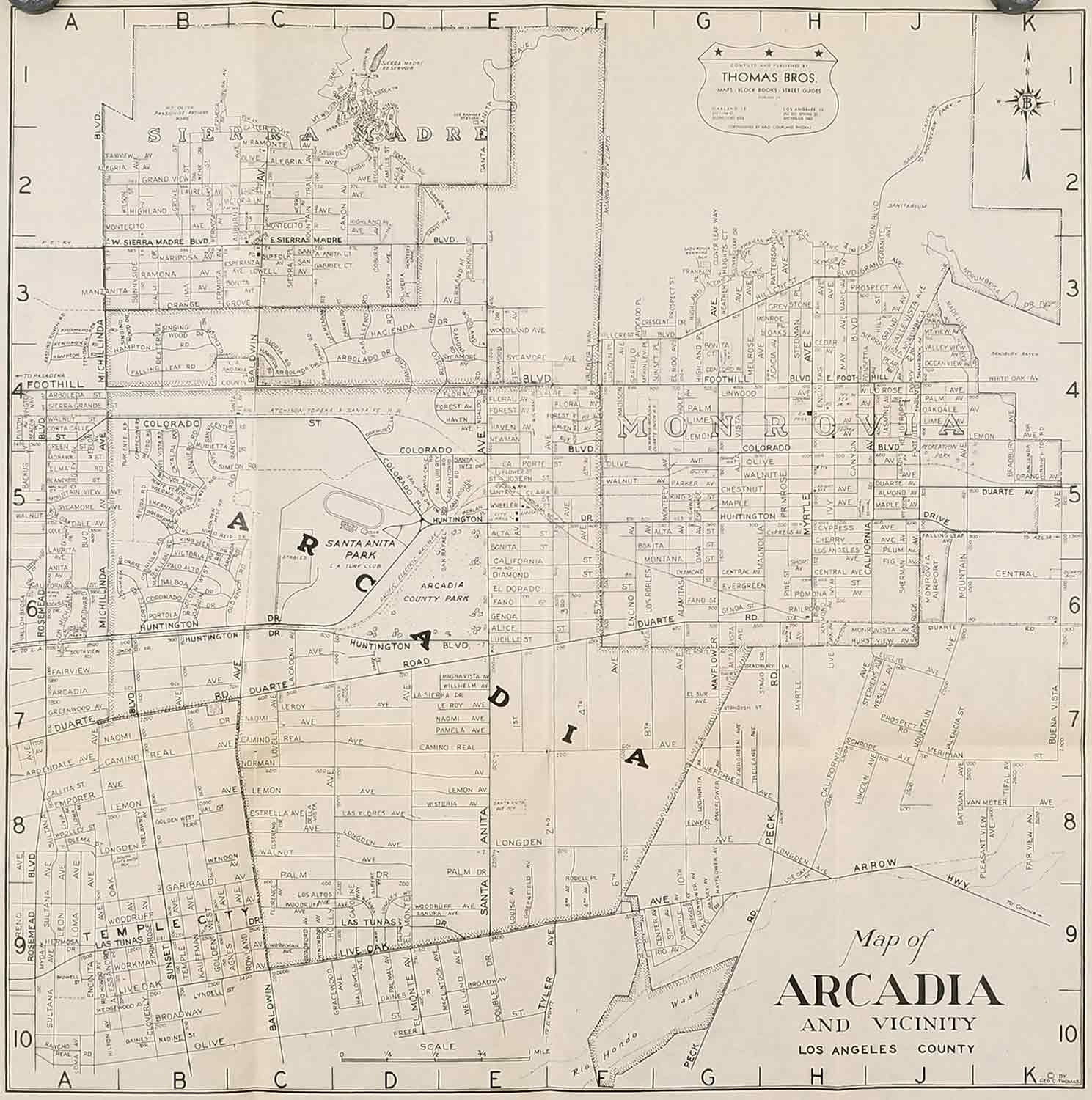 Map of Arcadia and Vicinity (Los Angeles County) by CALIFORNIA