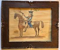 An Offbeat 19th Century Watercolor Portrait of George Washington in Action